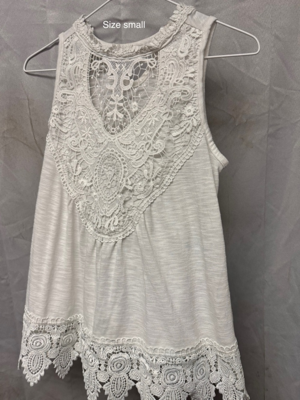 Sleeveless White Lace-Trim Tank Top - Women